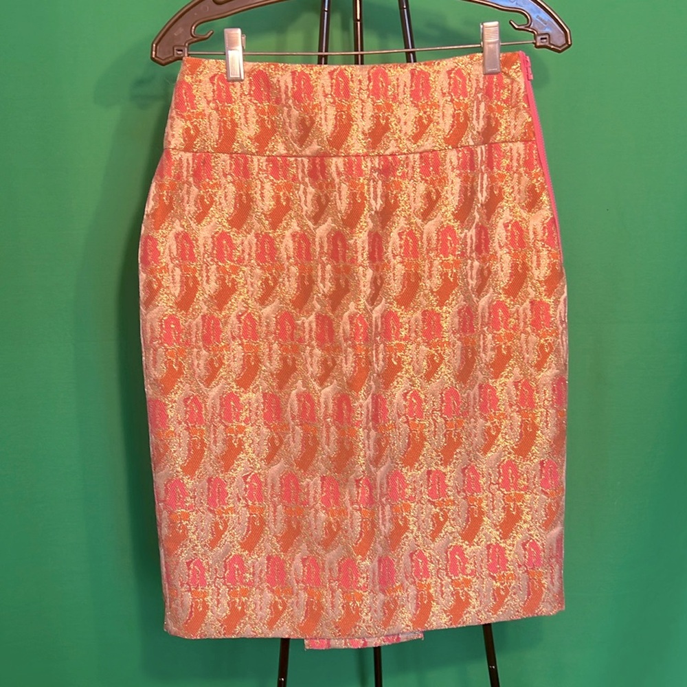 Pink Tartan Gorgeous Pencil Skirt Bright Yellow/Pink Colors Slit at the Back